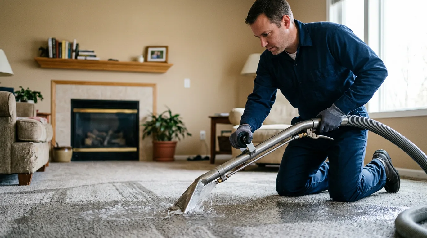 Water damage restoration technician working near Crowville, LA
